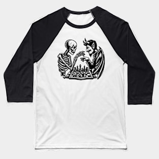 skeleton and devil play chess Baseball T-Shirt